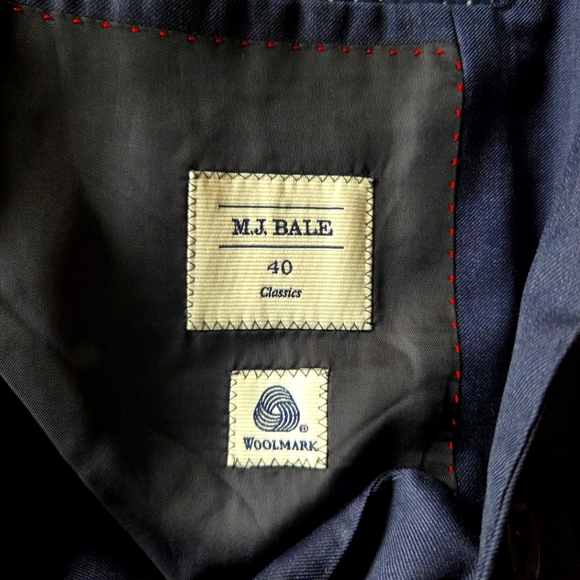 M.J. Bale Slim Fitting Navy Wool Suit - Picture 2 of 8